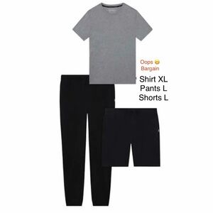 Eddie Bauer Men’s 3-piece Lounge Set Xl Gray Shirt Large Black shorts & Pants